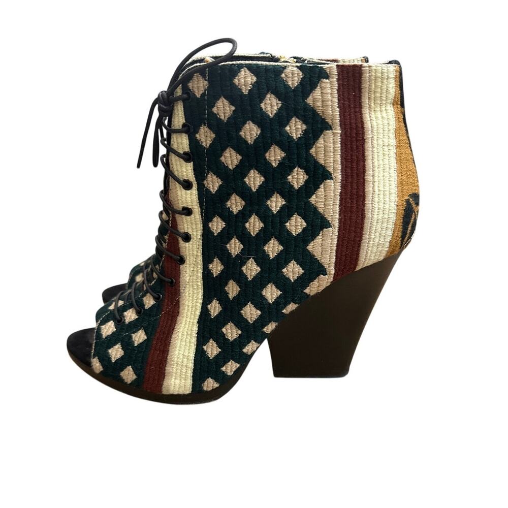 Burberry Prorsum Virginia peep toe tapestry ankle boots size 8